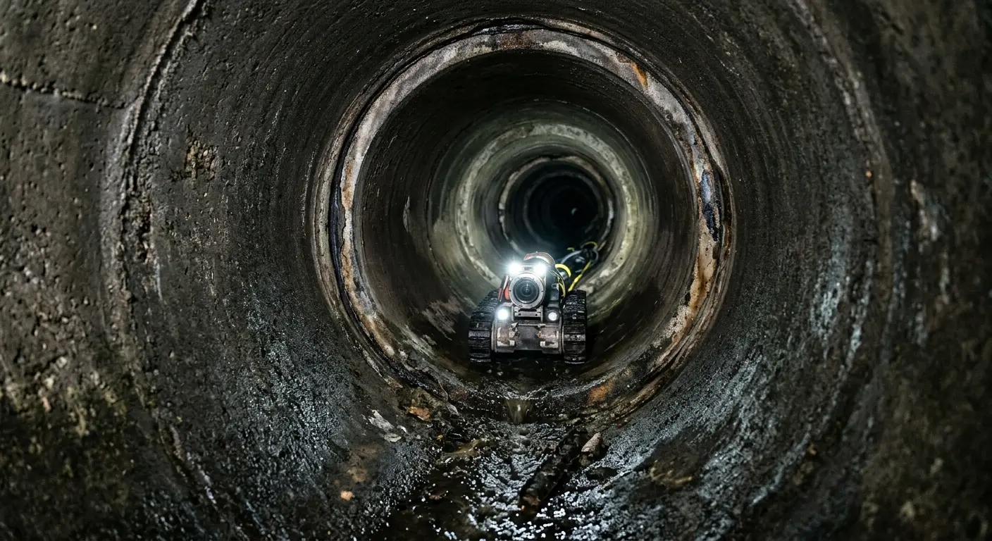 Robotic sewer camera inspecting pipe interior for Sewer Line Repair in Oradell
